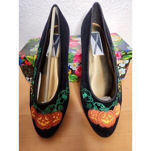 Mootsies Tootsies Pumpkin and Cat Halloween Slip-on Shoes Women's Size 8.5M